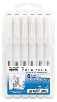 Produktbild von Grafische Fineliner For Drawing mit Pigmenttinte, 6 Stück