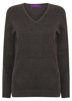 Produktbild von Henbury H721 | Ladies Lightweight V Neck Jumper - Farbe: Grey Marl - Größe: L