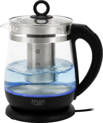 Produktbild von Adler AD 1299 Wasserkocher/Teekocher mit Sieb 1,5 L- 2200 W in Schwarz