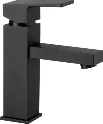 Zdjęcie produktu dla Bateria umywalkowa jednouchwytowa 11,3cm łazienkowa czarna kwadratowa mat