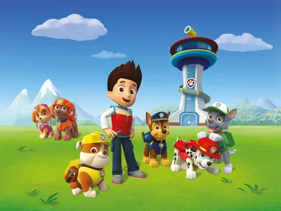 Obrázek produktu pro Sanders & Sanders nástěnná malba PAW Patrol modrá, zelená a červená - 600598 - 360 x 270 cm