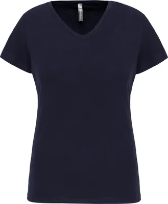 Produktbild von Kariban Damen T-Shirt V-Ausschnitt Classic Kurzarm V-Neck Top, Größe:L, Farbe:Navy Blau