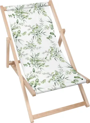 Image de Dreamroots Chaise longue pliante bois jusqu'à 130 kg, Chaise longue pliante avec dossier inclinable en 3 positions, Eucalyptus Leaves