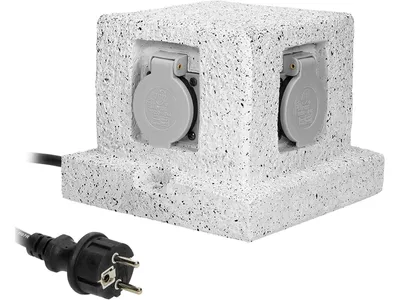 Image de Douille de jardin décorative en forme de pierre, avec 4 douilles Schuko, câble de 3 m, 3 x 1,5