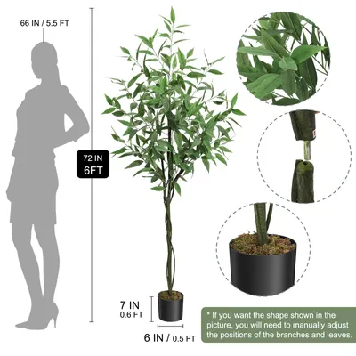 Obrázek produktu pro Umělá rostlina, dekorativní stromek, výška 180 cm – zelená – realistická pokojová rostlina do interiéru, kanceláře a na terasu, nevyžaduje péči