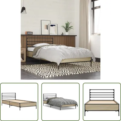 Produktbild von The Living Store Bettgestell Sonoma-Eiche 75x190 cm Holzwerkstoff und Metall