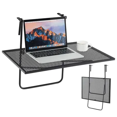 Produktbild von GOPLUS Balkonhängetisch mit verstellbaren Haken, klappbarer Balkontisch mit Metallrahmen für Terrasse, Balkon & Veranda, Schwarz