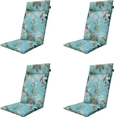 Produktbild von Madison - Gartenstuhlauflage Hochlehner Grasse aqua - Ca. 120x50 cm - 4er-Set