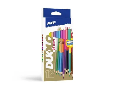 Zdjęcie produktu dla Kredki trójkątne, dwustronne, z temperówką, 12 sztuk