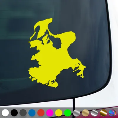 Produktbild von PantherPixel Insel Rügen Aufkleber Umriss Kontur Ostsee Sticker Auto Geschenkidee Farbe Neon-Gelb