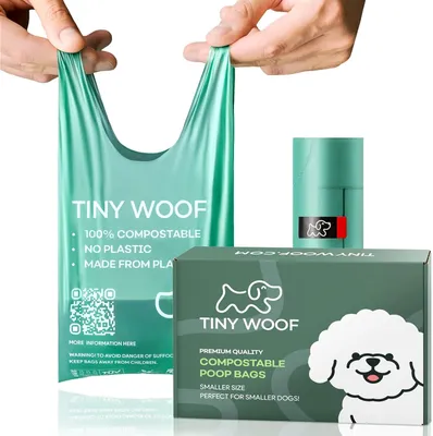 Imagen del producto de Bolsas biodegradables para excrementos, 360 unidades, con asas, para perros pequeños