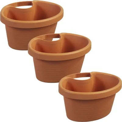 Immagine prodotto di Vaso da fiori per tubo di drenaggio - set di 3 - 27 x 23 x 14 cm - Teracotta