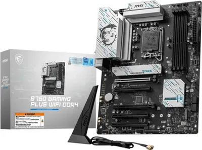 Produktbild von MSI B760 GAMING PLUS WIFI DDR4, Intel, LGA 1700, Intel® Celeron®, Intel® Pentium® Gold, LGA 1700, 128 GB, DDR4-SDRAM