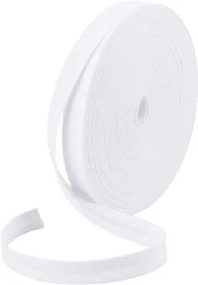 Productafbeelding van 25 Meter Wit Dubbelgevouwen Biaisband 12mm Breed voor Naai- en Quiltprojecten