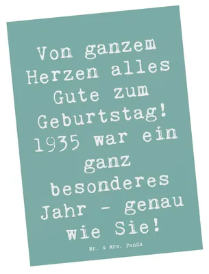 Produktbild von Mr. & Mrs. Panda Postkarte Spruch 1935 Geburtstag - Meeresbrise - Geschenk, Jubiläum, Grußkarte, Herzliche Grüße, Ansichtskarten, Geburtstagssprüche, Ansichtskarte, Alter
