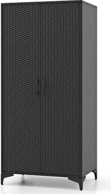 Immagine prodotto di Armadio in rattan PE con 2 ante e amp; Appendiabiti e amp; Armadio 4 scomparti nero