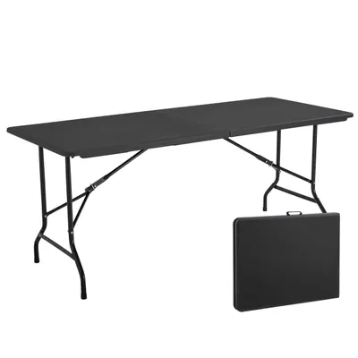 Image de 5 Tables pliantes de camping 8 places noire - 180cm x 74cm x 75cm  - Oviala REKKEM