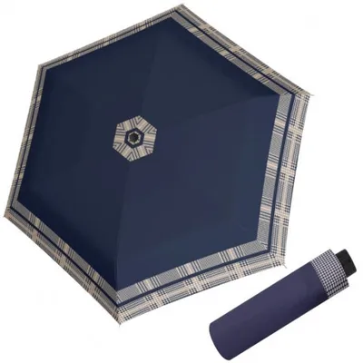 Obrázek produktu pro Doppler Fiber Havanna Timeless Blue Hahnentritt - dámský skládací deštník