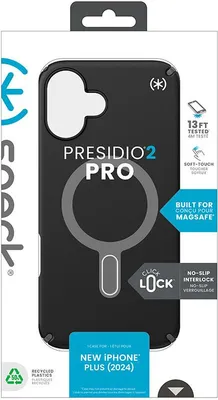Immagine prodotto di Speck Presidio2 Pro ClickLock & MagSafe - Custodia per iPhone 16 Plus (nero / grigio ardesia / bianco)