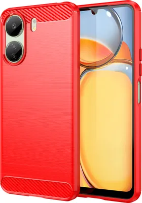 Produktbild von Redmi 13C Hülle, Carbon-Faser TPU Silikon Stoßfest Schutzhülle für Xiaomi Redmi 13C /Poco C65 Rot