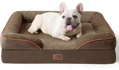 Produktbild von Orthopädisches Hundebett 71x58 cm braun mit Kistenschaum, waschbar, rutschfest