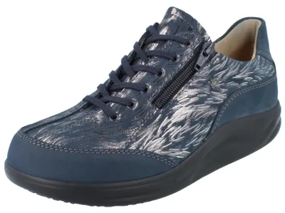 Produktbild von FINN COMFORT FINNAMIC Otaru Damen Schnürschuhe mit Reißverschluss blau silber Nubukleder - Größe: UK 7,5