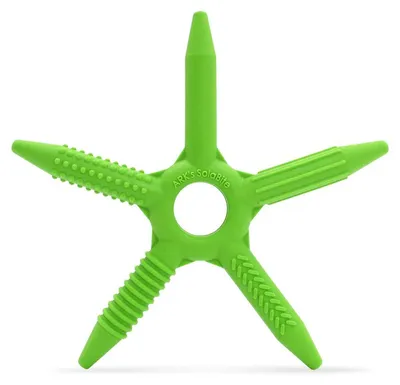 Imagen del producto de ARK SolaBite: juguete masticable terapéutico de cinco puntas, color verde lima, herramienta sensorial con 5 brazos de diferentes texturas, diseñada para proporcionar una variedad de estímulos sensoriales.