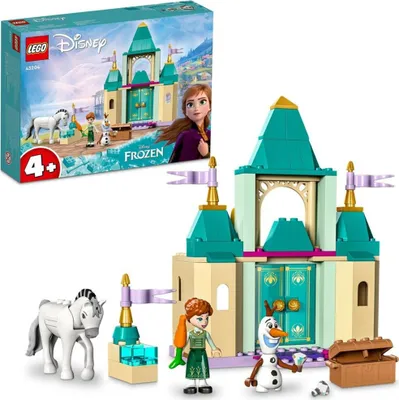 A LEGO Disney Princess Anna and Olaf castle playset, shown with its packaging.