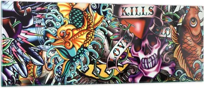 Produktbild von Bilder auf glas - Graffiti modern - 140x50cm - Glasbilder - Wandbilder - Kunstdruck - zum Aufhängen bereit - Wanddekoration aus Glas - Glas Bilder - Wandbild auf Glas - Einteilig - GAB140x50-3759