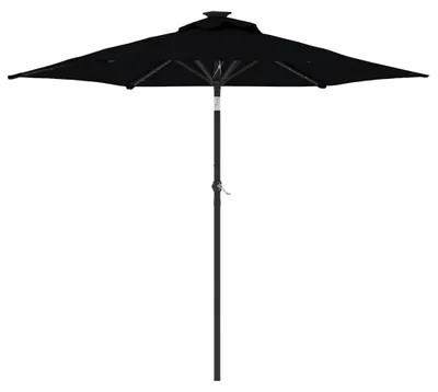Immagine prodotto di vidaXL Ombrellone con LED e palo in acciaio nero 225x225x212 cm