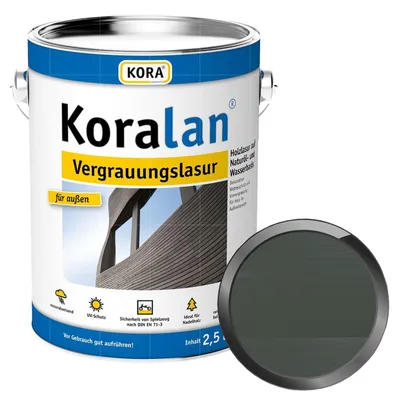 Produktbild von KORA Koralan Vergrauungslasur - 2.5 Liter (GRAPHIT) Wetterschutzlasur