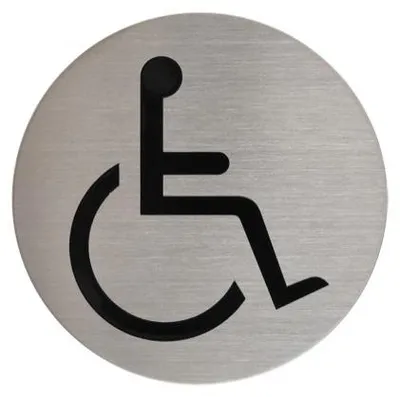 Produktbild von Edelstahl Türschild WC Behindertenzeichen rund selbstklebend 70 mm