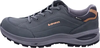 A side view of a grey LOWA Renegade Evo GTX hiking shoe for women.