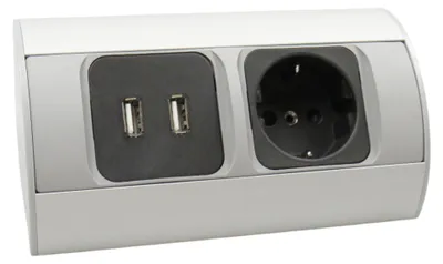 Produktbild von kalb | 2-fach Ecksteckdosenleiste, 1x 230V Steckdose & 2x USB Anschluss