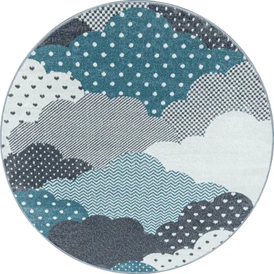 Produktbild von Ayyildiz Hali BAMBI1201200820BLUE, Teppich, Polypropylen (PP), Blau, Rund, 1200 mm, 1200 mm