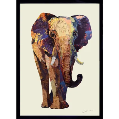 Produktbild von Elefantengedächtnis - 3D Collage Kunst Art Wandbild Elefant Handgefertigt XL 96x71cm
