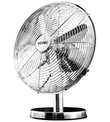 Produktbild von KOENIC Tischventilator in Chrom mit 30 cm Durchmesser und 40W Leistung, oszillierend