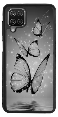 Produktbild von TPU Silikon Hülle für Samsung Galaxy A12 Handy Cover Case Schutzhülle Handyhülle Bumper MOTIV 8 Schmetterling Grau