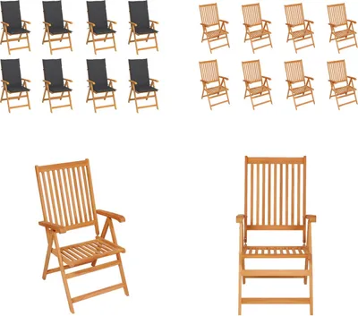 Produktbild von vidaXL Garten Liegestühle mit Kissen 8 Stk. Massivholz Teak - Gartenstuhl - Gartenstühle - Garten-Liegestuhl - Garten-Liegestühle