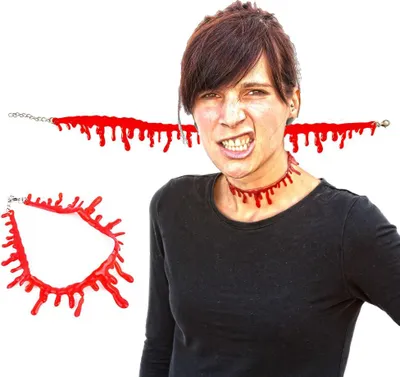 Produktbild von Oblique Unique Halloween Blut Kette Blutstropfen Halskette Halsband Horror Party