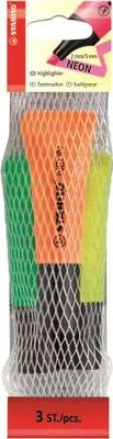Immagine prodotto di Evidenziatore neon assortito in rete con 3 penne