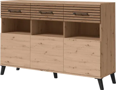 Produktbild von Albello Kommode Carli Kommode für das Schlafzimmer Kommode für das Wohnzimmer Schwarz Eiche 140x94x40