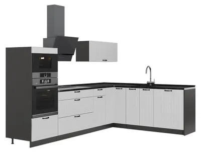 Image de Cuisine en angle Vicco Fame-Line Blanc campagne/Anthracite 287 x 207 cm, PT Anthracite, Model 63485
