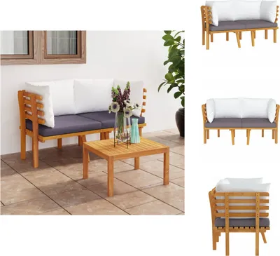Produktbild von vidaXL 2-Sitzer-Gartensofa mit Kissen Massivholz Akazie -  Gartensofaelemente
