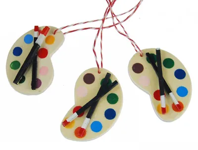 3 Weihnachtsbaum-Anhänger aus Holz, bunt, 30-40 mm