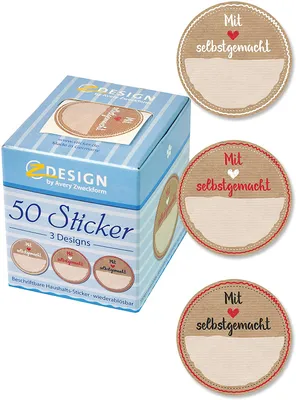 Produktbild von 50 AVERY Zweckform Aufkleber 56818 Mit Liebe gemacht