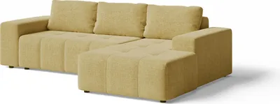 Obrázek produktu pro Rohová sedací souprava s funkcí spaní L – žlutá – 264x78x155 cm – pravá – pohovka do obývacího pokoje – rozkládací sedací souprava – ORION