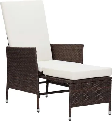 Produktbild von vidaXL Garten-Liegestuhl mit Auflagen Poly Rattan Braun