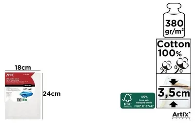 Produktbild von Podobrazie bawełniane грунтоване 18 x 24 x 3,5 cm, 380 g/m2