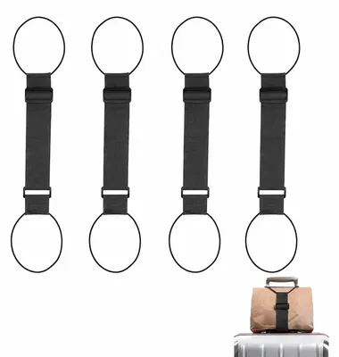 Obrázok produktu pre Elastické popruhy na batožinu, nastaviteľné, 4 kusy, 46-68 cm, čierna farba